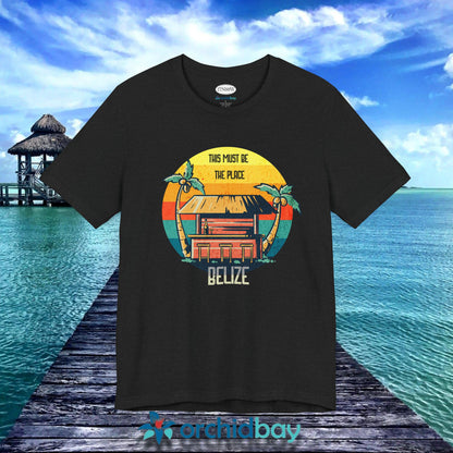 Orchid Bay | Unisex Short Sleeve Tee | This Must Be The Place | Belize | Retro Sunset Tiki Bar